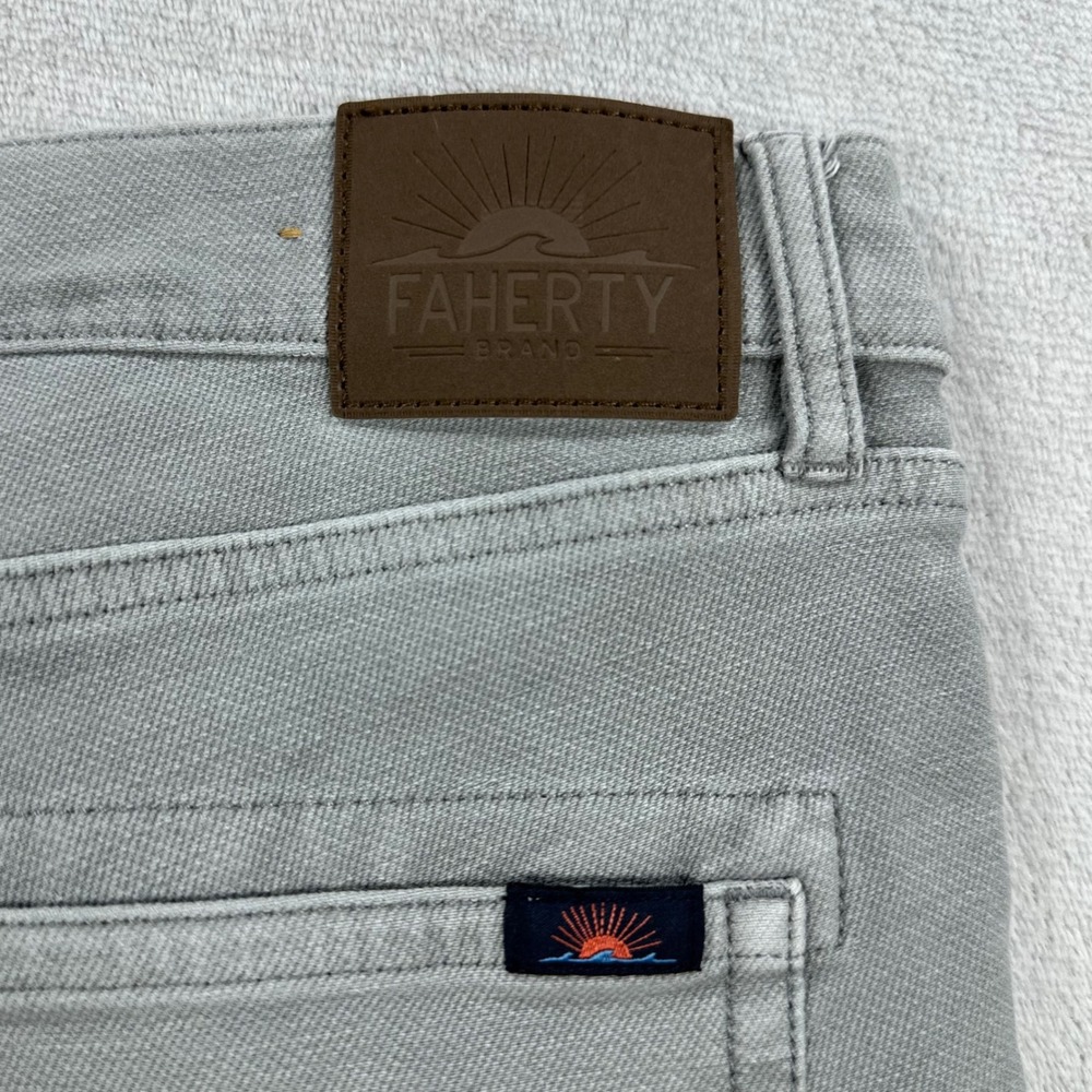 Faherty Pants Mens 33x32 (Fits 33x29) Grey 5-Pocket Straight Leg Cotton Blend - Picture 7 of 12